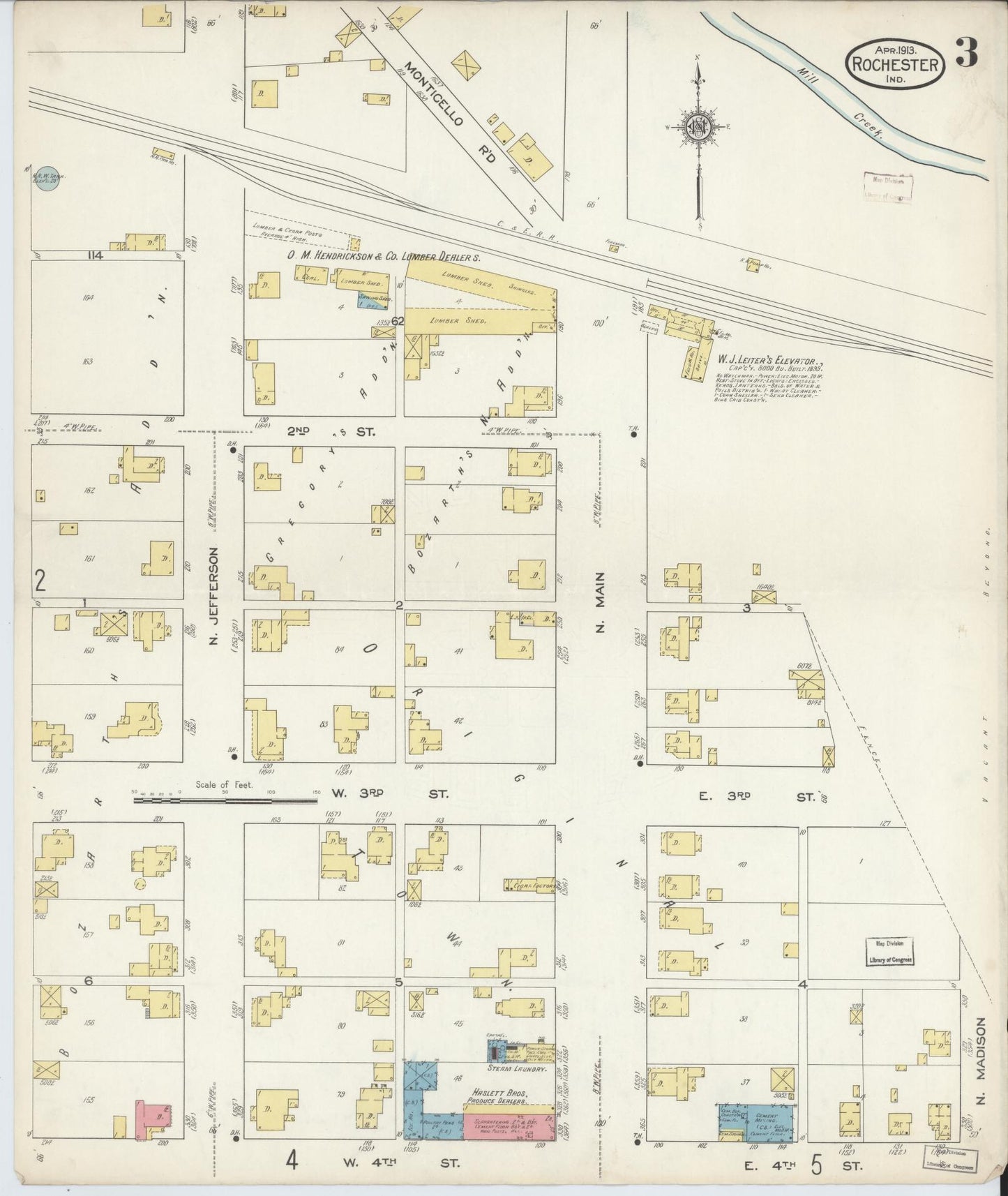 Sanborn Fire Insurance Map from Rochester, Fulton County, Indiana (1913), Sheet #0003 - Complete Map Set gallery image, historic Sanborn map, vintage wall art, Indiana Indiana