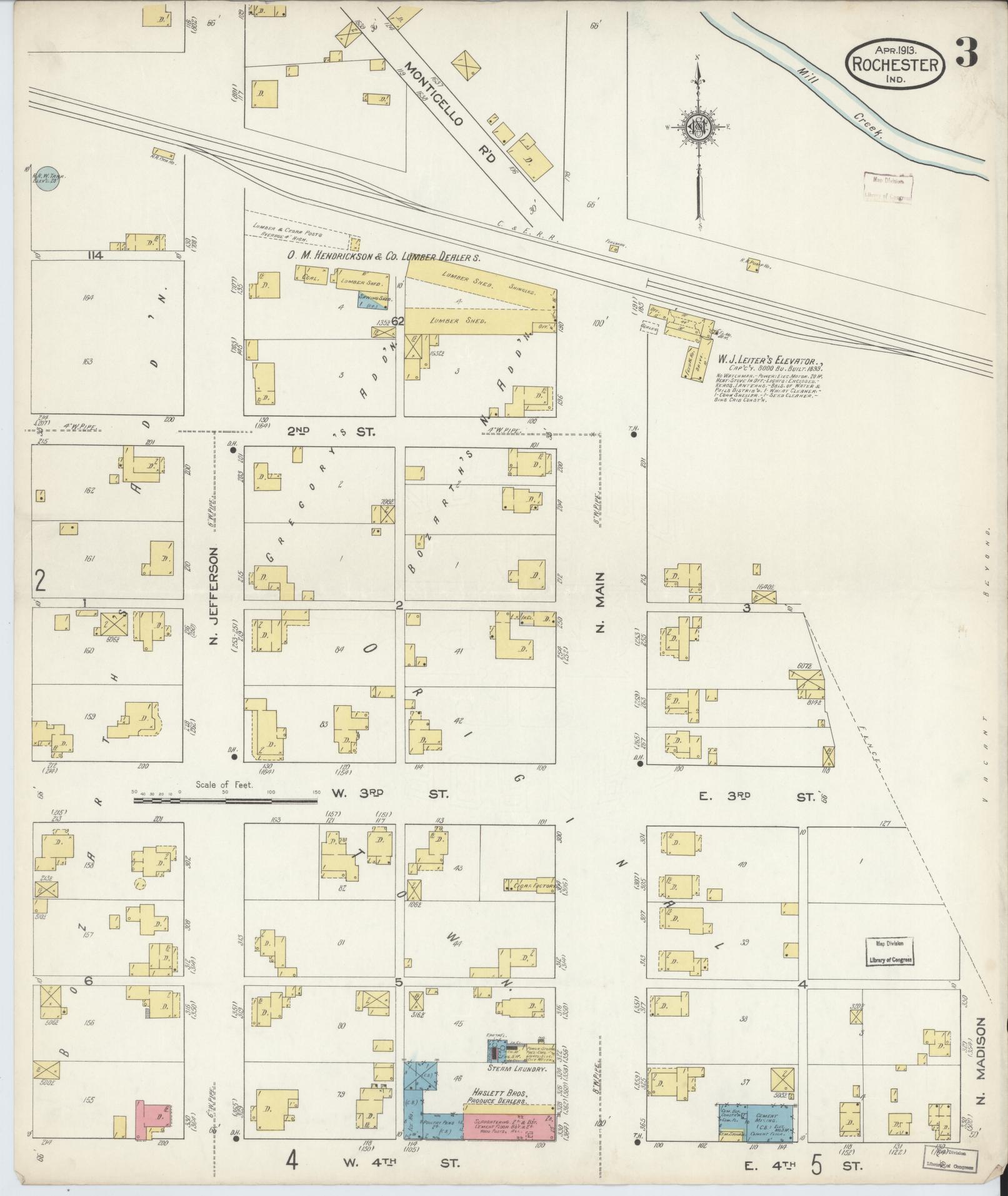 Sanborn Fire Insurance Map from Rochester, Fulton County, Indiana (1913), Sheet #0003 - Complete Map Set gallery image, historic Sanborn map, vintage wall art, Indiana Indiana