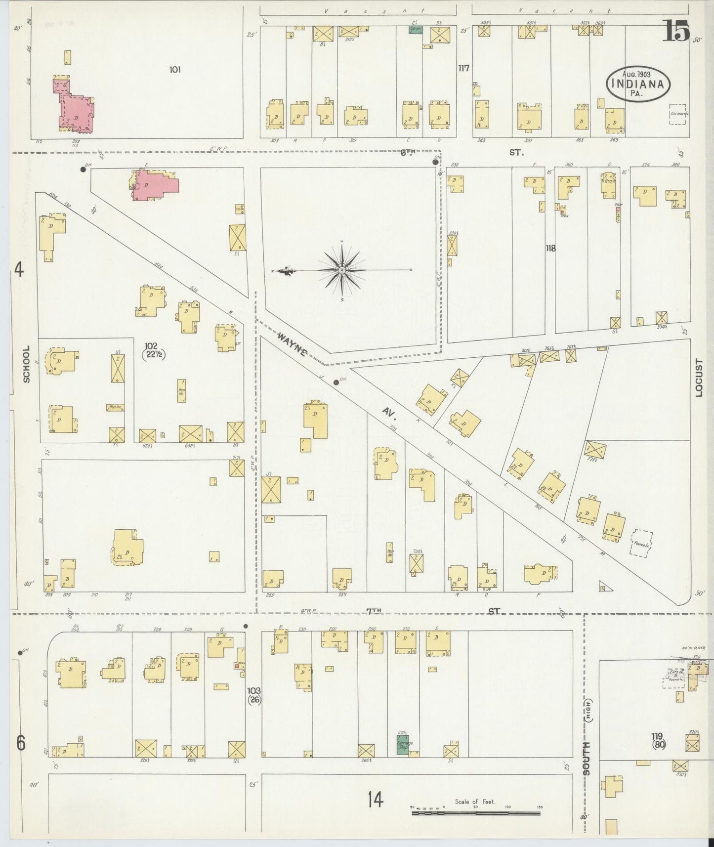 Sanborn Fire Insurance Map from Indiana, Indiana County, Pennsylvania (1903), Sheet #0015 - Complete Map Set gallery image, historic Sanborn map, vintage wall art, Sanborn Fire Insurance Map from Indiana Indiana