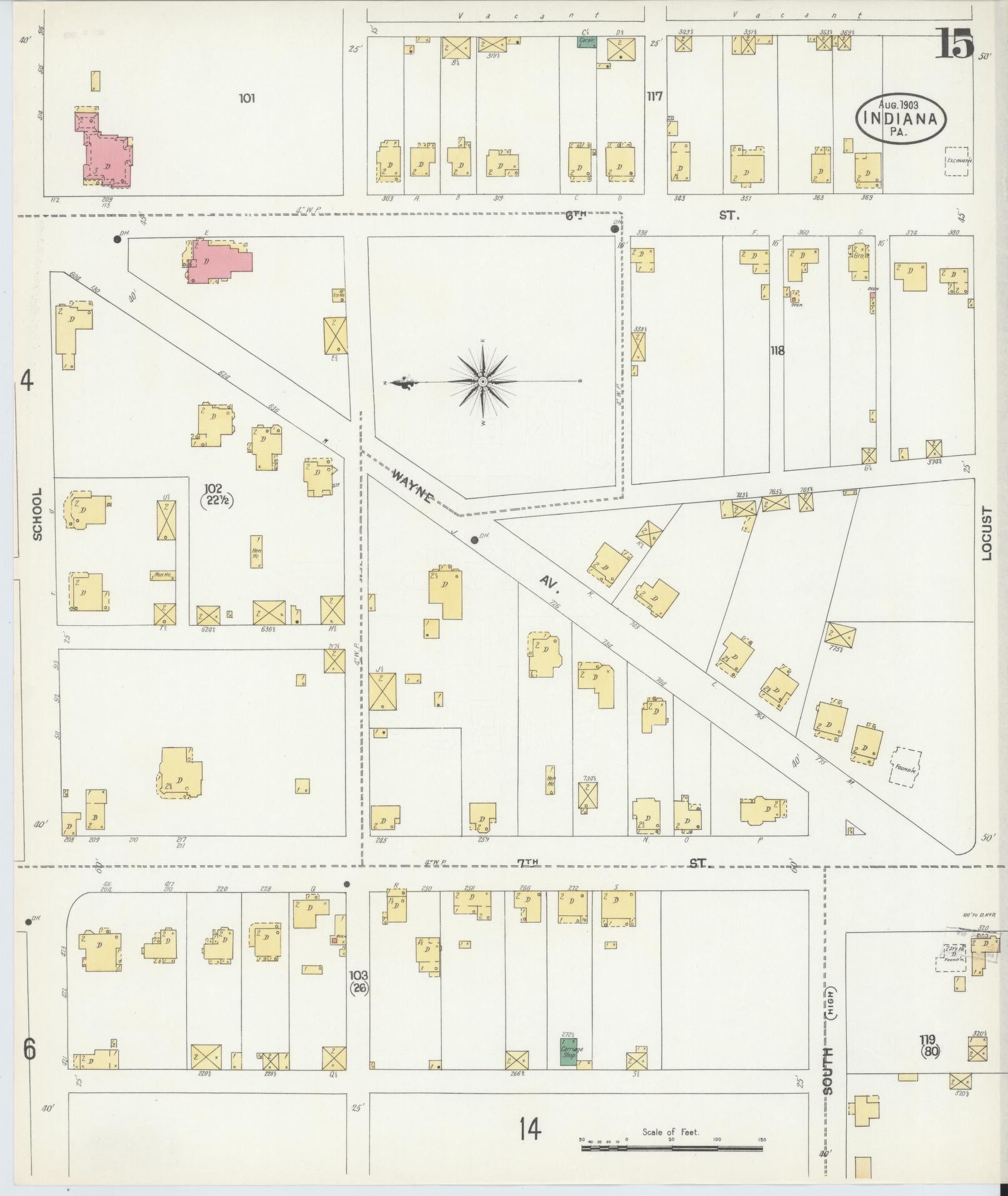 Sanborn Fire Insurance Map from Indiana, Indiana County, Pennsylvania (1903), Sheet #0015 - Complete Map Set gallery image, historic Sanborn map, vintage wall art, Sanborn Fire Insurance Map from Indiana Indiana