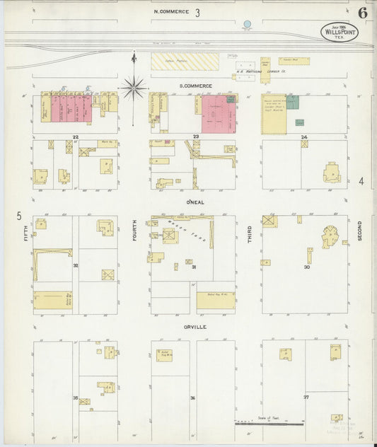 Sanborn Fire Insurance Map from Wills Point, Van Zandt County, Texas (1906), Sheet #0006 - Historic Sanborn Fire Insurance Map Print, vintage old map wall art, antique decor, genealogy gift, Texas Texas map