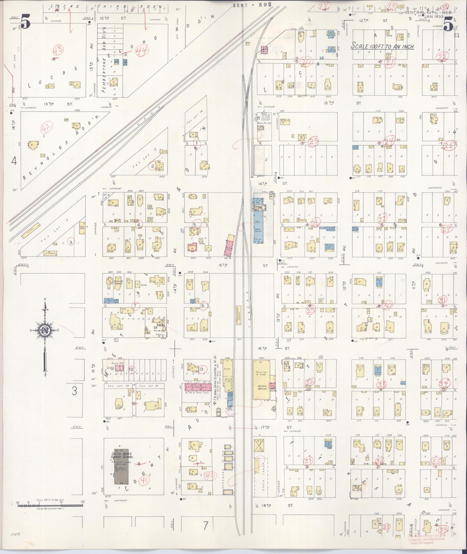 Sanborn Fire Insurance Map from Central City, Merrick County, Nebraska (1943), Sheet #0005 - Historic Sanborn Fire Insurance Map Print, vintage old map wall art, antique decor, genealogy gift, Nebraska Nebraska map