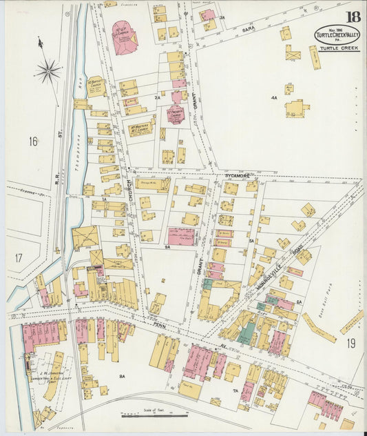 Sanborn Fire Insurance Map from Turtle Creek Valley, Allegheny County, Pennsylvania (1906), Sheet #0018 - Historic Sanborn Fire Insurance Map Print, vintage old map wall art, antique decor, genealogy gift, Pennsylvania Pennsylvania map