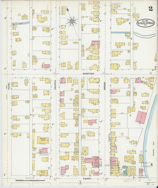 Sanborn Fire Insurance Map from Schuylerville, Saratoga County, New York (1904), Sheet #0002 - Historic Sanborn Fire Insurance Map Print, vintage old map wall art, antique decor, genealogy gift, New York New York map