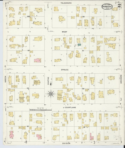 Sanborn Fire Insurance Map from Dowagiac, Cass County, Michigan (1908), Sheet #0002 - Complete Map Set gallery image, historic Sanborn map, vintage wall art, Michigan Michigan