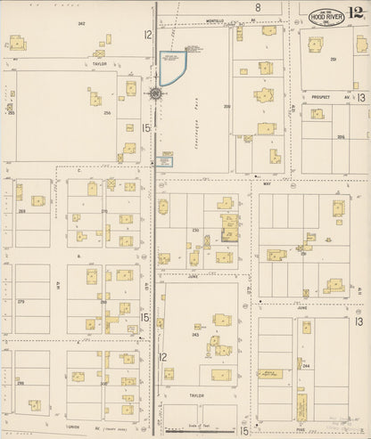 Sanborn Fire Insurance Map from Hood River, Hood River County, Oregon (1916), Sheet #0012 - Complete Map Set gallery image, historic Sanborn map, vintage wall art, Oregon Oregon