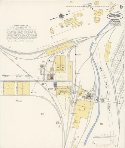 Sanborn Fire Insurance Map from Placerville, El Dorado County, California (1910), Sheet #0009 - Complete Map Set gallery image, historic Sanborn map, vintage wall art, California California