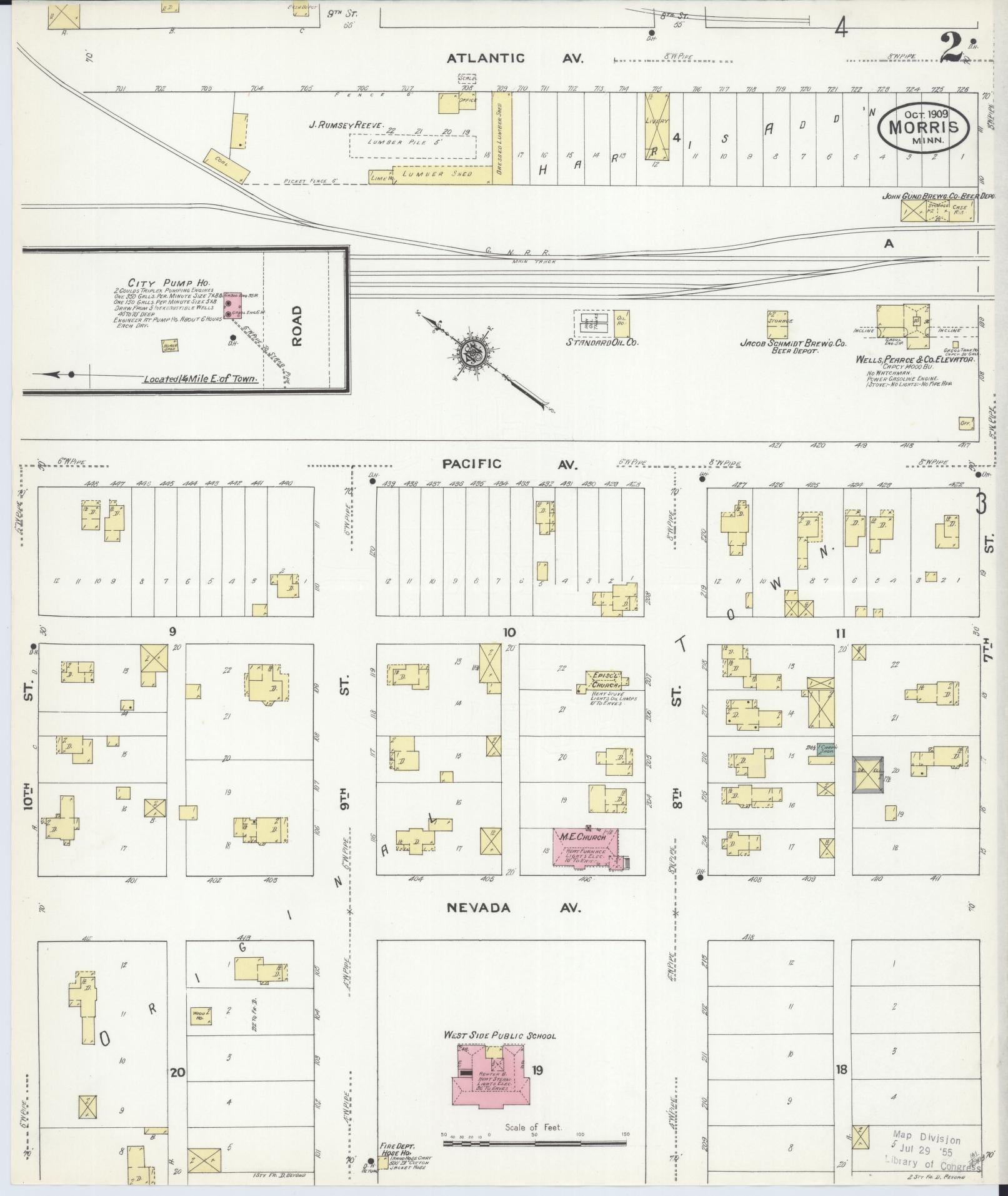 Sanborn Fire Insurance Map from Morris, Stevens County, Minnesota (1909), Sheet #0002 - Historic Sanborn Fire Insurance Map Print, vintage old map wall art, antique decor, genealogy gift, Minnesota Minnesota map