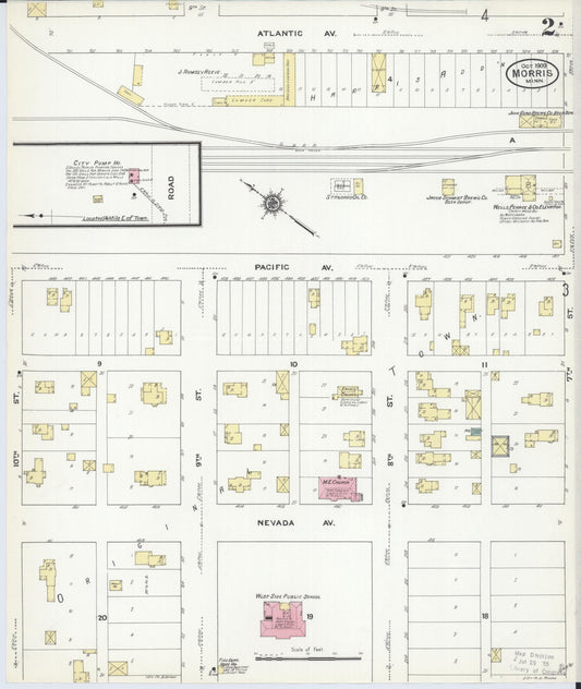 Sanborn Fire Insurance Map from Morris, Stevens County, Minnesota (1909), Sheet #0002 - Historic Sanborn Fire Insurance Map Print, vintage old map wall art, antique decor, genealogy gift, Minnesota Minnesota map