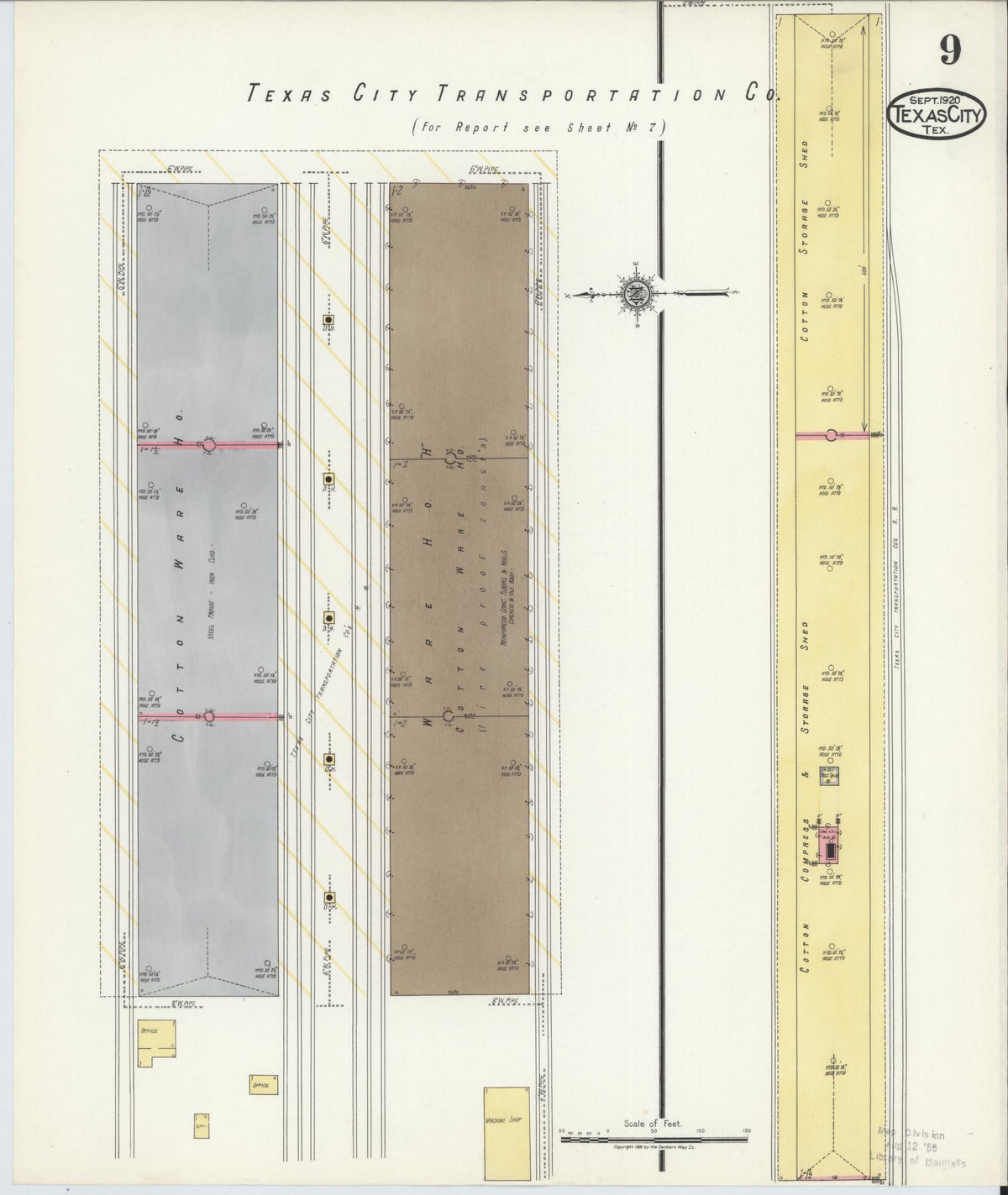 Sanborn Fire Insurance Map from Texas City, Galveston County, Texas (1920), Sheet #0009 - Historic Sanborn Fire Insurance Map Print, vintage old map wall art, antique decor, genealogy gift, Texas Texas map