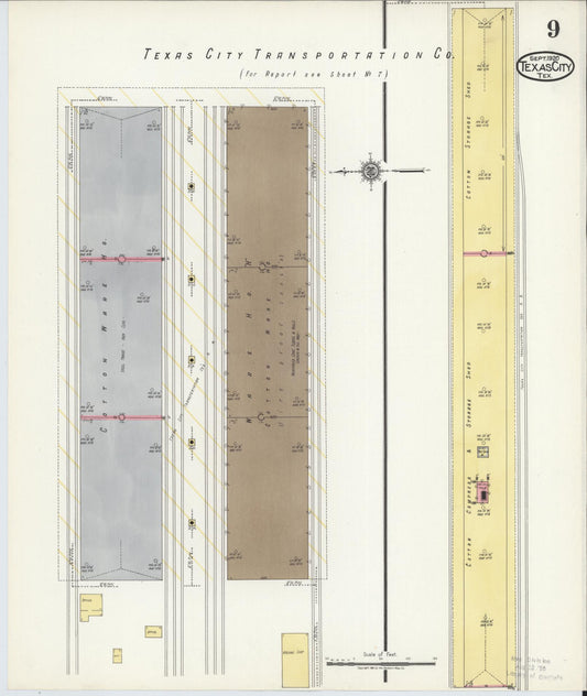 Sanborn Fire Insurance Map from Texas City, Galveston County, Texas (1920), Sheet #0009 - Historic Sanborn Fire Insurance Map Print, vintage old map wall art, antique decor, genealogy gift, Texas Texas map