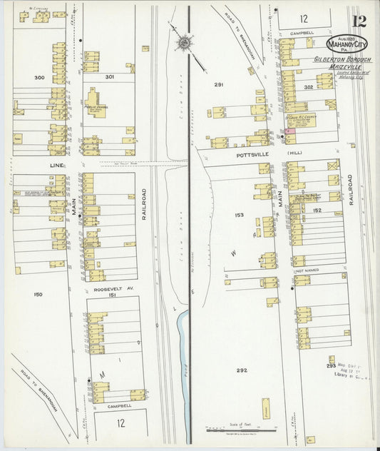 Sanborn Fire Insurance Map from Mahanoy City, Schuylkill County, Pennsylvania (1920), Sheet #0012 - Historic Sanborn Fire Insurance Map Print, vintage old map wall art, antique decor, genealogy gift, Pennsylvania Pennsylvania map