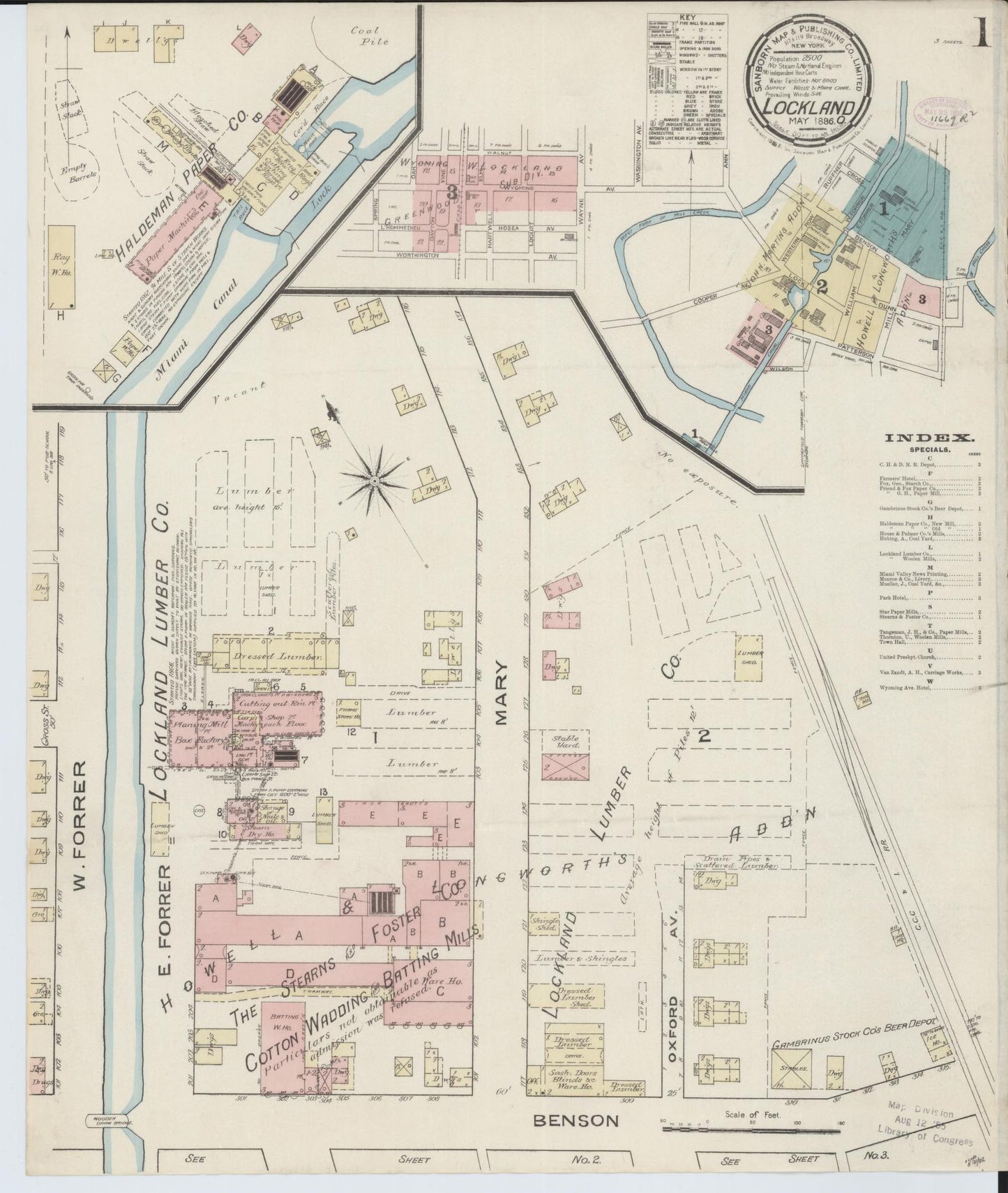 Sanborn Fire Insurance Map from Lockland, Hamilton County, Ohio (1886), Sheet #0001 - Historic Sanborn Fire Insurance Map Print, vintage old map wall art, antique decor, genealogy gift, Ohio Ohio map