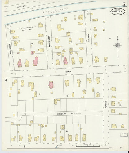 Sanborn Fire Insurance Map from Middleport, Niagara County, New York (1911), Sheet #0005 - Complete Map Set gallery image, historic Sanborn map, vintage wall art, New York New York