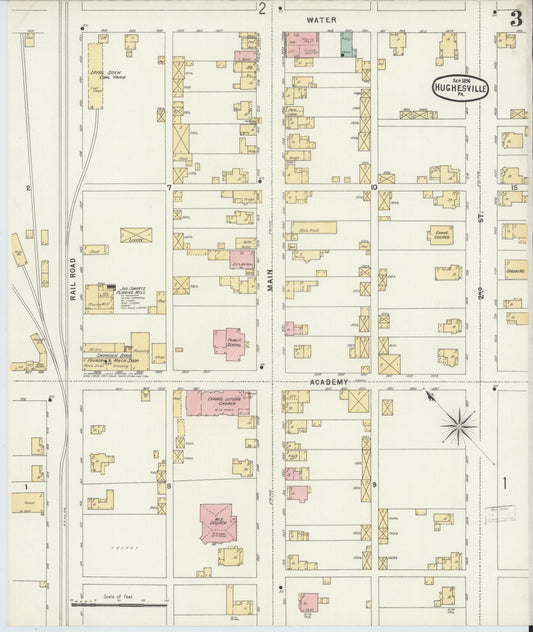 Sanborn Fire Insurance Map from Hughesville, Lycoming County, Pennsylvania (1896), Sheet #0003 - Historic Sanborn Fire Insurance Map Print, vintage old map wall art, antique decor, genealogy gift, Pennsylvania Pennsylvania map