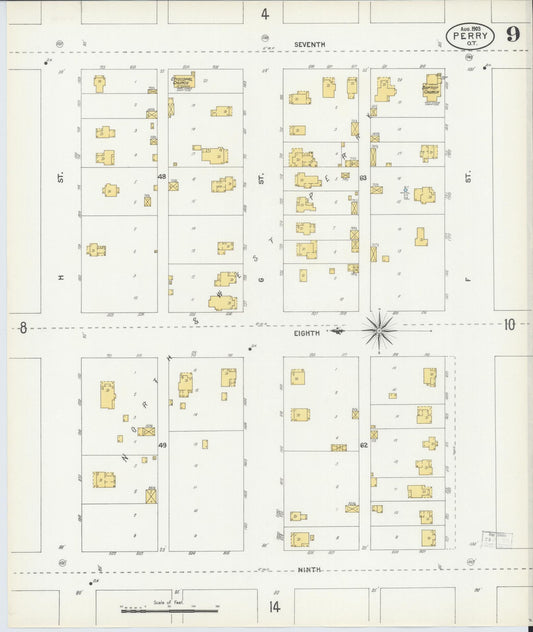 Sanborn Fire Insurance Map from Perry, Noble County, Oklahoma (1903), Sheet #0009 - Historic Sanborn Fire Insurance Map Print, vintage old map wall art, antique decor, genealogy gift, Oklahoma Oklahoma map