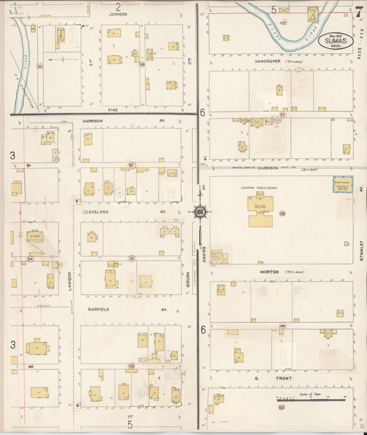 Sanborn Fire Insurance Map from Sumas, Whatcom County, Washington (1932), Sheet #0007 - Historic Sanborn Fire Insurance Map Print, vintage old map wall art, antique decor, genealogy gift, Washington Washington map