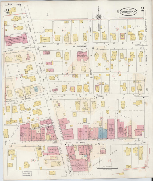 Sanborn Fire Insurance Map from Greenwood, Johnson County, Indiana (1940), Sheet #0002 - Historic Sanborn Fire Insurance Map Print, vintage old map wall art, antique decor, genealogy gift, Indiana Indiana map