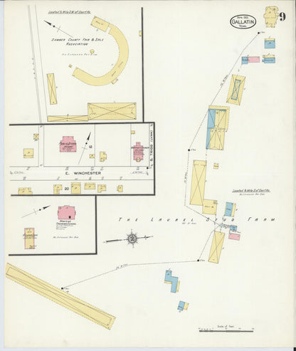 Sanborn Fire Insurance Map from Gallatin, Sumner County, Tennessee (1913), Sheet #0009 - Complete Map Set gallery image, historic Sanborn map, vintage wall art, Tennessee Tennessee