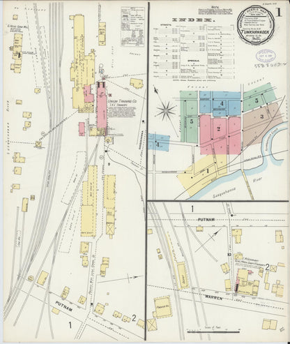 Sanborn Fire Insurance Map from Tunkhannock, Wyoming County, Pennsylvania (1897), Sheet #0001 - Historic Sanborn Fire Insurance Map Print, vintage old map wall art, antique decor, genealogy gift, Pennsylvania Pennsylvania map
