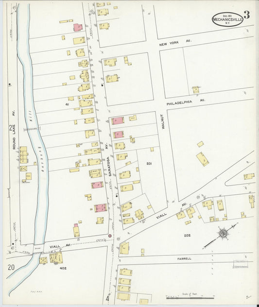 Sanborn Fire Insurance Map from Mechanicville, Saratoga County, New York (1911), Sheet #0003 - Historic Sanborn Fire Insurance Map Print, vintage old map wall art, antique decor, genealogy gift, New York New York map