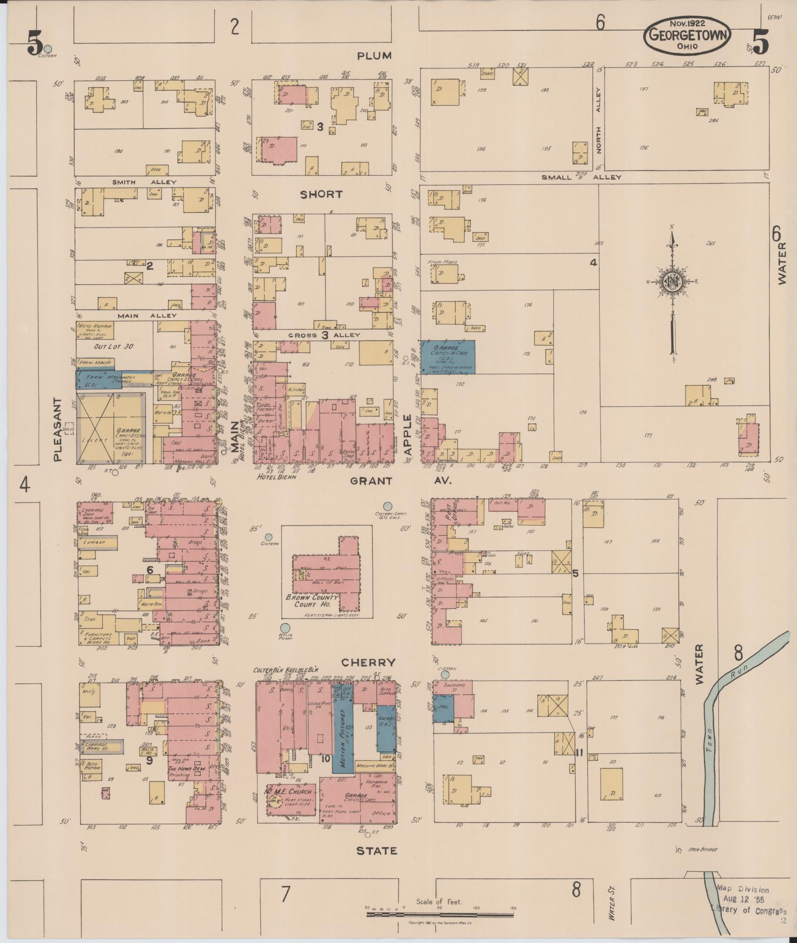 Sanborn Fire Insurance Map from Georgetown, Brown County, Ohio (1922), Sheet #0005 - Complete Map Set gallery image, historic Sanborn map, vintage wall art, Ohio Ohio