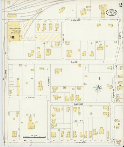 Sanborn Fire Insurance Map from Tyler, Smith County, Texas (1898), Sheet #0002 - Historic Sanborn Fire Insurance Map Print, vintage old map wall art, antique decor, genealogy gift, Texas Texas map