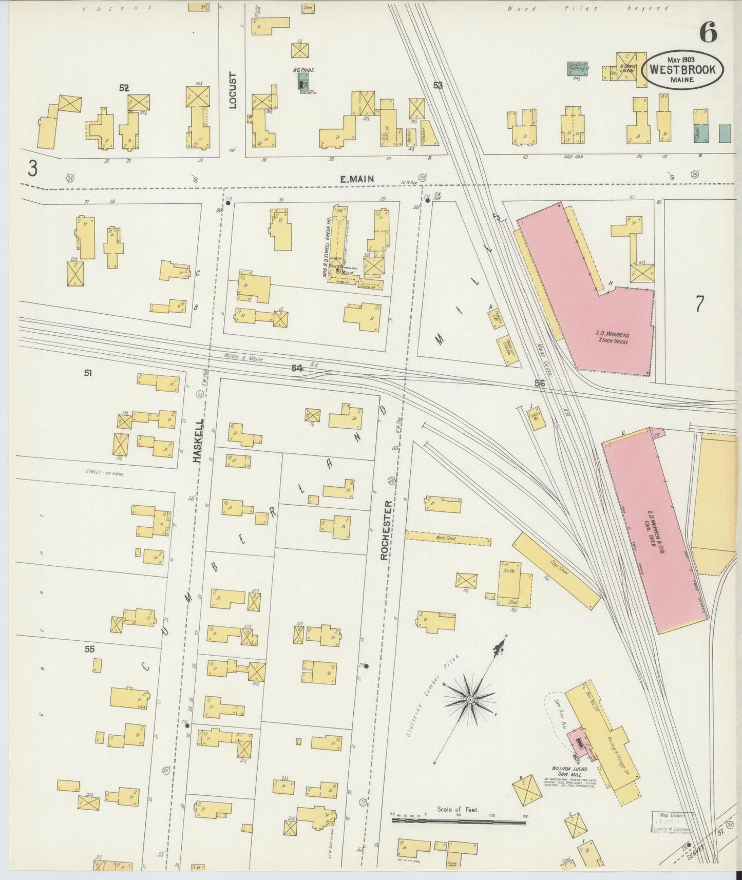 Sanborn Fire Insurance Map from Westbrook, Cumberland County, Maine (1903), Sheet #0006 - Complete Map Set gallery image, historic Sanborn map, vintage wall art, Maine Maine
