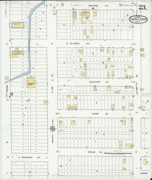 Sanborn Fire Insurance Map from Cripple Creek, Teller County, Colorado (1919), Sheet #0023 - Historic Sanborn Fire Insurance Map Print, vintage old map wall art, antique decor, genealogy gift, Colorado Colorado map