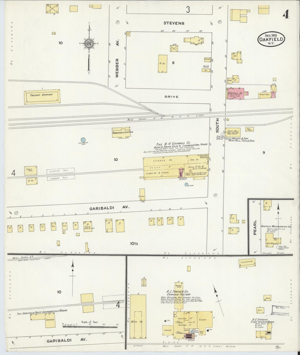 Sanborn Fire Insurance Map from Oakfield, Genesee County, New York (1910), Sheet #0004 - Historic Sanborn Fire Insurance Map Print, vintage old map wall art, antique decor, genealogy gift, New York New York map