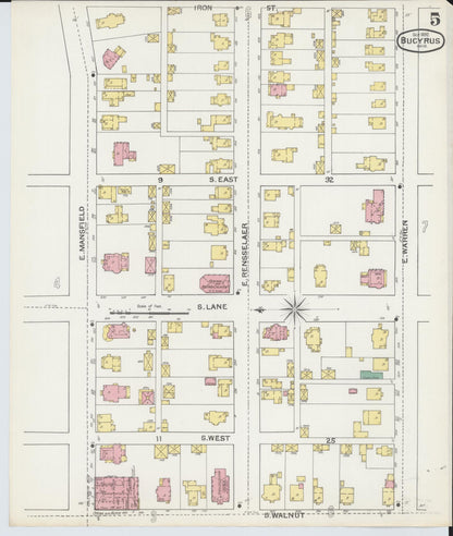 Sanborn Fire Insurance Map from Bucyrus, Crawford County, Ohio (1892), Sheet #0005 - Complete Map Set gallery image, historic Sanborn map, vintage wall art, Ohio Ohio