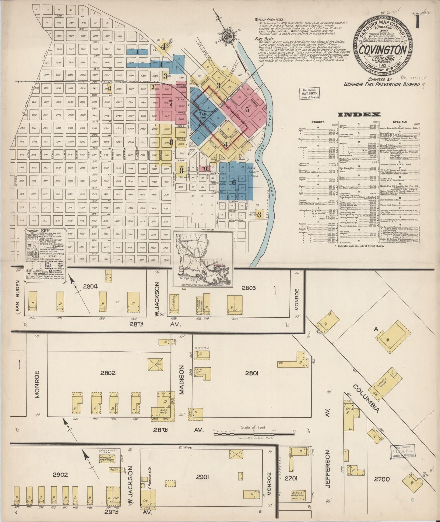 Sanborn Fire Insurance Map from Covington, Saint Tammany Parish, Louisiana. (1921) – Historic Sanborn Fire Insurance Map Print