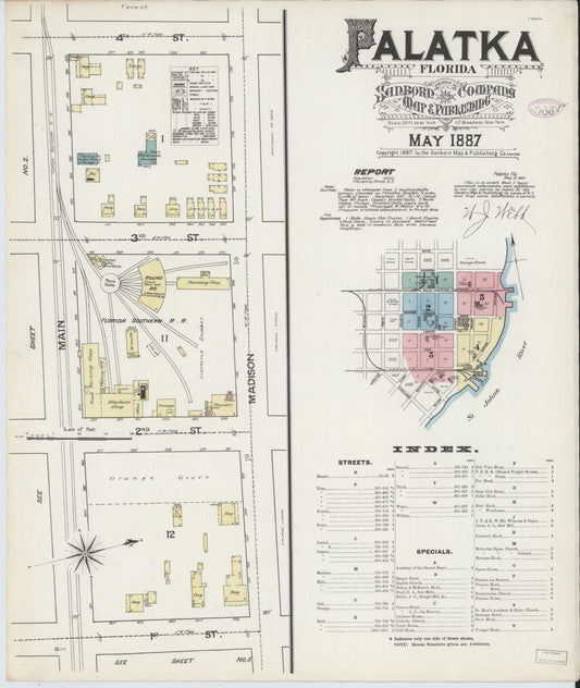 Sanborn Fire Insurance Map from Palatka, Putnam County, Florida. (1887) – Historic Sanborn Fire Insurance Map Print