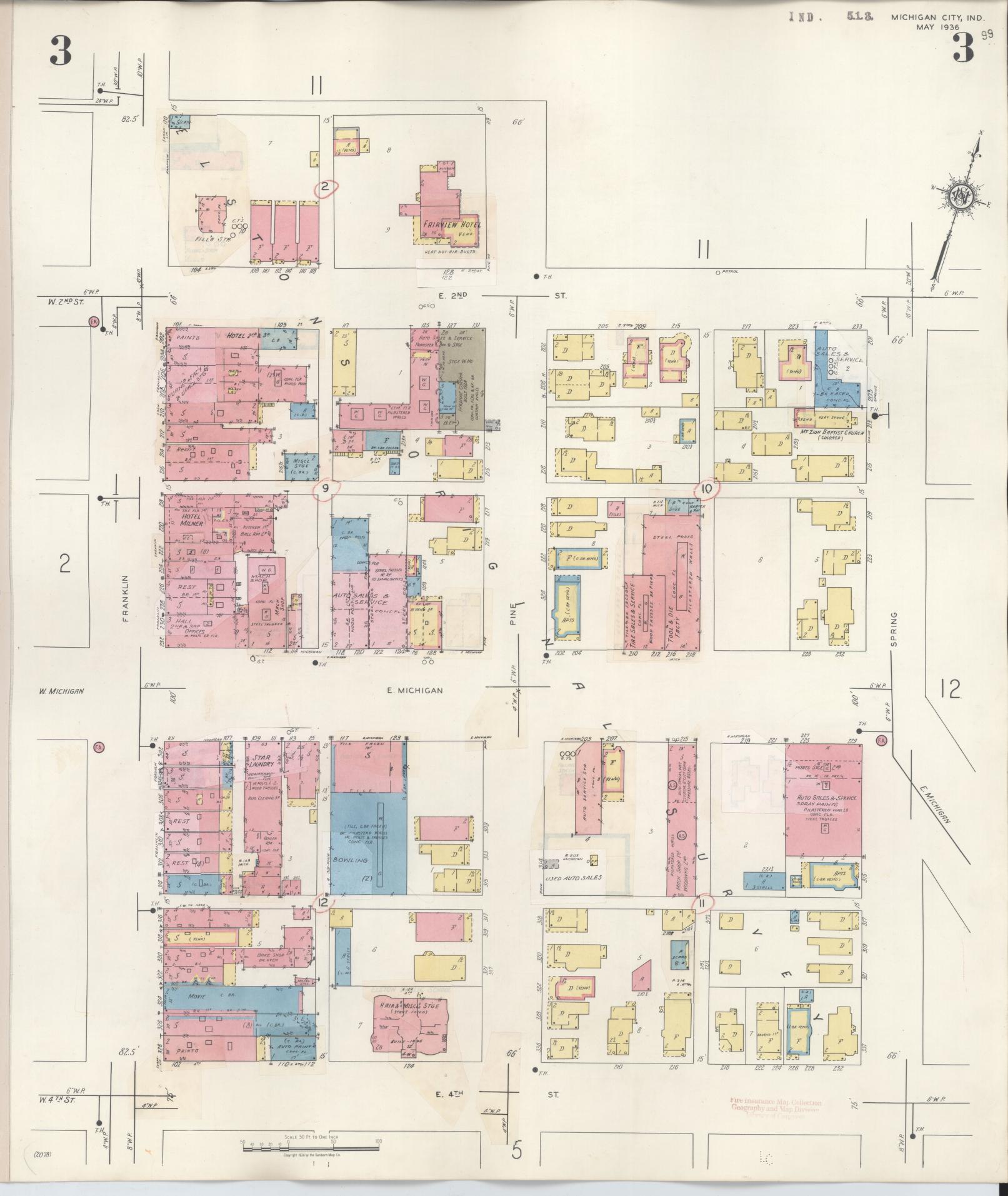 Sanborn Fire Insurance Map from Michigan City, La Porte County, Indiana (1948), Sheet #0003 - Complete Map Set gallery image, historic Sanborn map, vintage wall art, Michigan Michigan