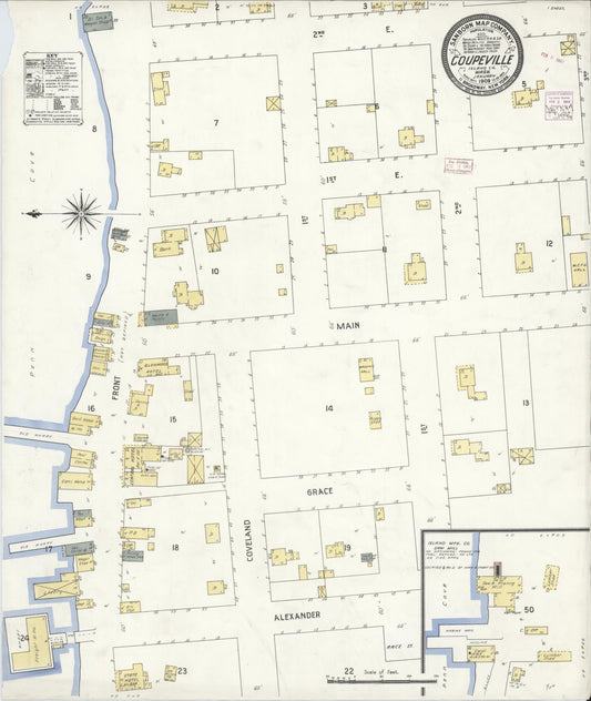 Sanborn Fire Insurance Map from Coupeville, Island County, Washington (1909), Sheet #0002 - Historic Sanborn Fire Insurance Map Print, vintage old map wall art, antique decor, genealogy gift, Washington Washington map