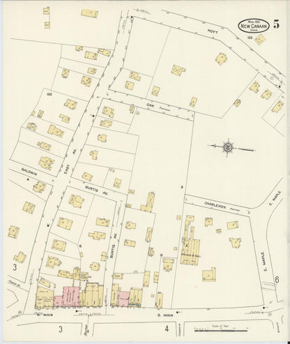 Sanborn Fire Insurance Map from New Canaan, Fairfield County, Connecticut (1912), Sheet #0005 - Complete Map Set gallery image, historic Sanborn map, vintage wall art, Connecticut Connecticut