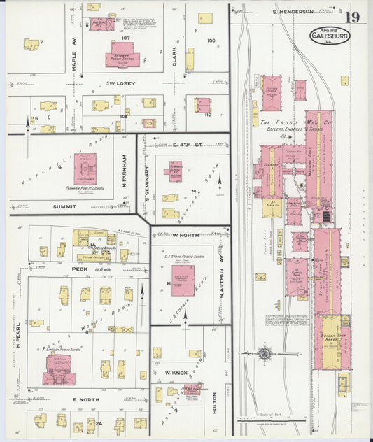 Sanborn Fire Insurance Map from Galesburg, Knox County, Illinois (1918), Sheet #0019 - Historic Sanborn Fire Insurance Map Print, vintage old map wall art, antique decor, genealogy gift, Illinois Illinois map