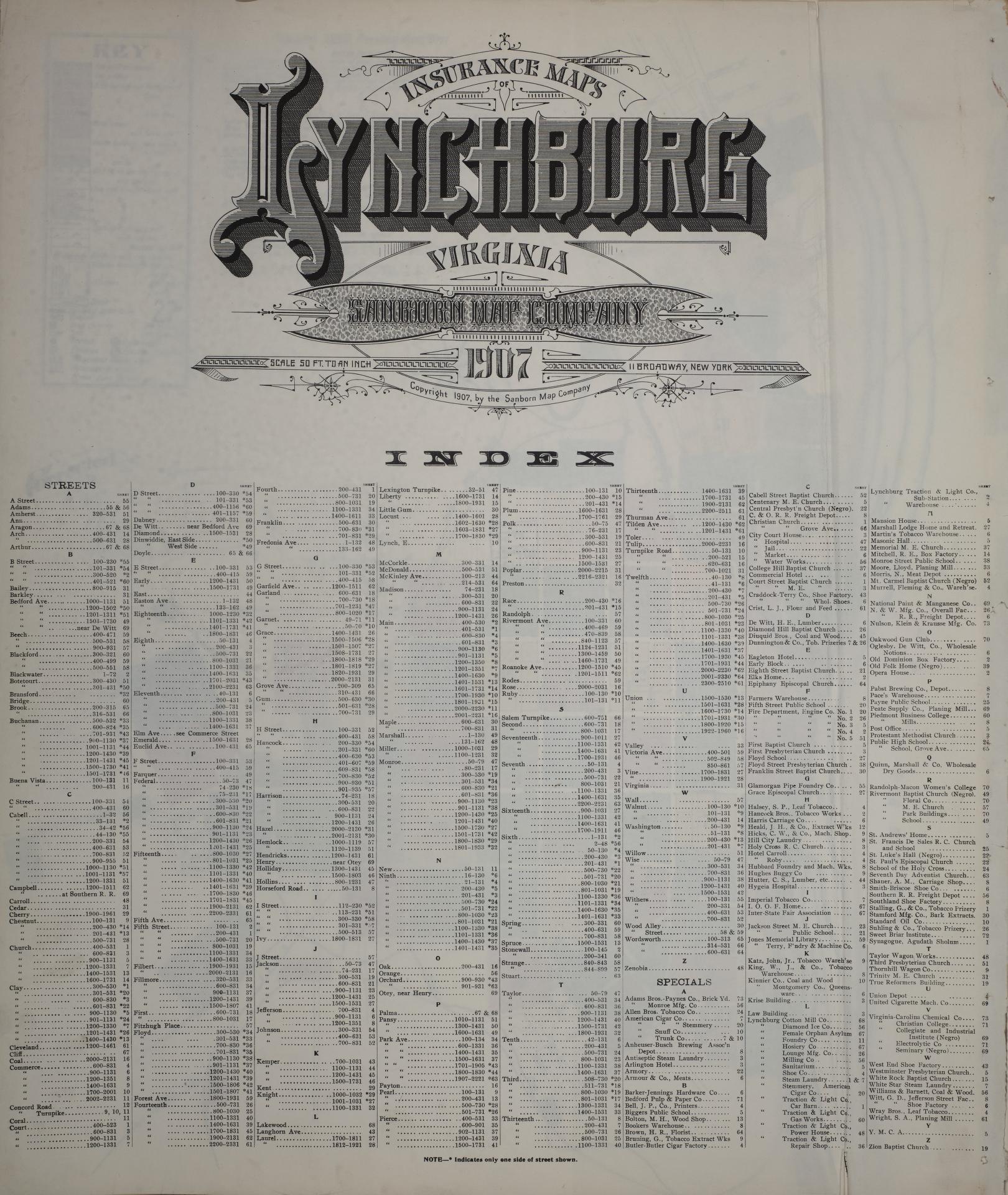 Sanborn Fire Insurance Map from Lynchburg, Independent Cities, Virginia. (1907) – Historic Sanborn Fire Insurance Map Print