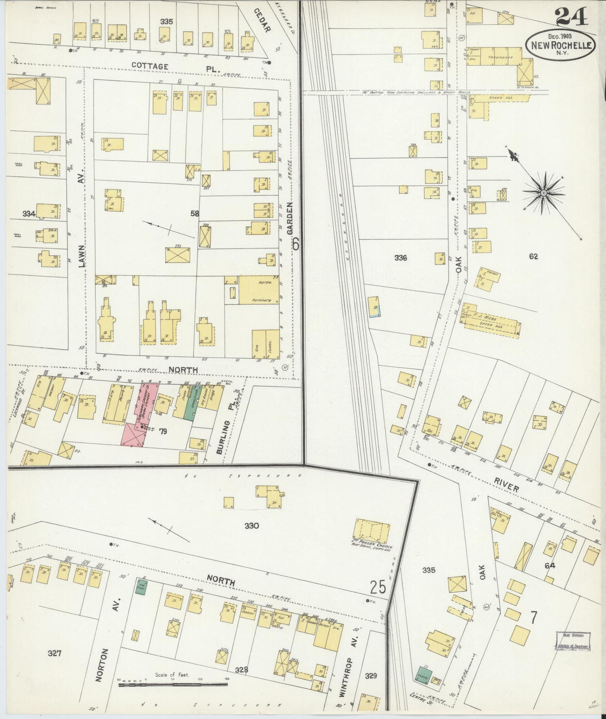 Sanborn Fire Insurance Map from New Rochelle, Westchester County, New York (1903), Sheet #0024 - Complete Map Set gallery image, historic Sanborn map, vintage wall art, New York New York