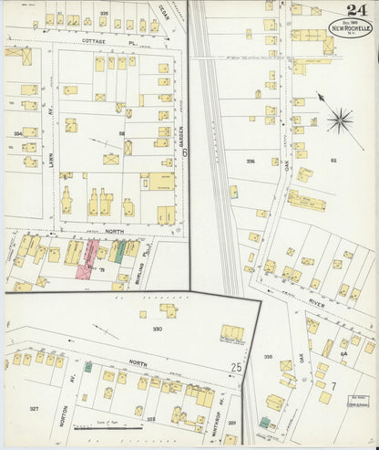 Sanborn Fire Insurance Map from New Rochelle, Westchester County, New York (1903), Sheet #0024 - Complete Map Set gallery image, historic Sanborn map, vintage wall art, New York New York