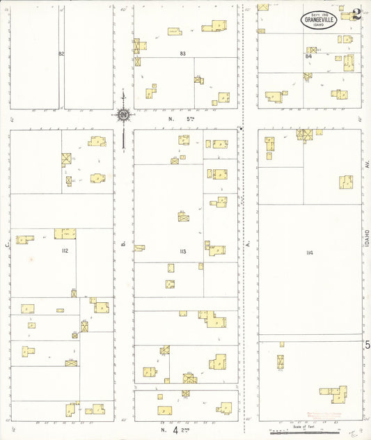 Sanborn Fire Insurance Map from Grangeville, Idaho County, Idaho (1910), Sheet #0002 - Historic Sanborn Fire Insurance Map Print, vintage old map wall art, antique decor, genealogy gift, Grangeville Idaho map