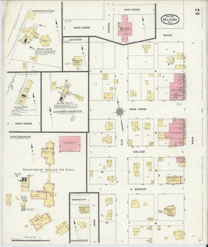 Sanborn Fire Insurance Map from Milford, Ellis County, Texas (1912), Sheet #0002 - Complete Map Set gallery image, historic Sanborn map, vintage wall art, Texas Texas