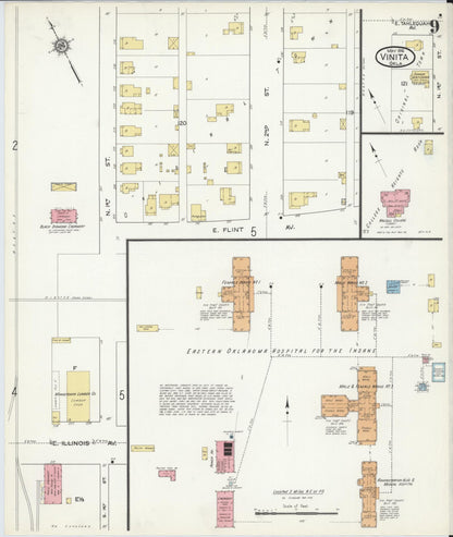Sanborn Fire Insurance Map from Vinita, Craig County, Oklahoma (1916), Sheet #0009 - Complete Map Set gallery image, historic Sanborn map, vintage wall art, Oklahoma Oklahoma