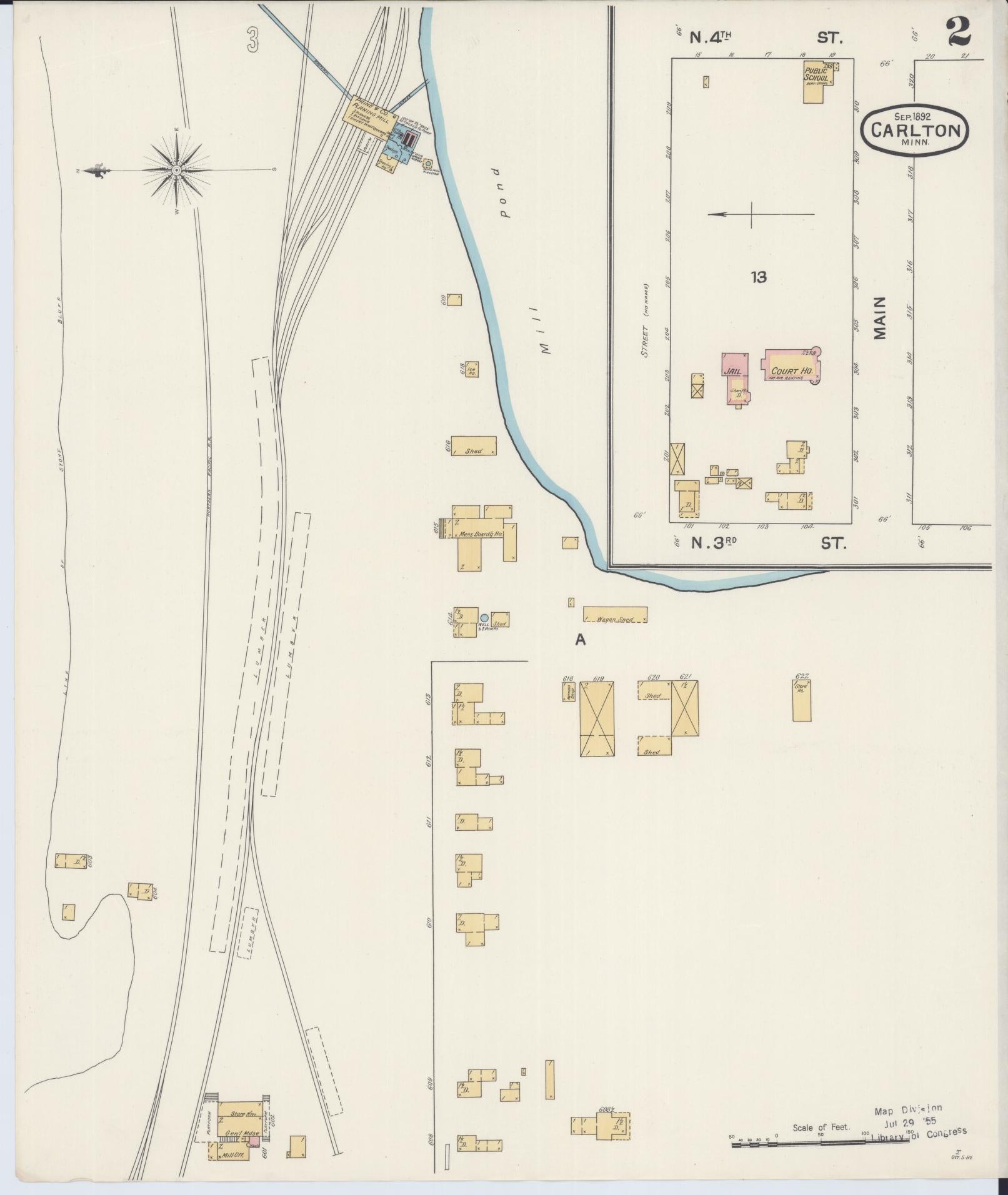 Sanborn Fire Insurance Map from Carlton, Carlton County, Minnesota (1892), Sheet #0002 - Complete Map Set gallery image, historic Sanborn map, vintage wall art, Minnesota Minnesota