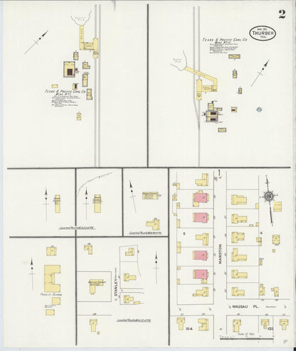 Sanborn Fire Insurance Map from Thurber, Erath County, Texas (1911), Sheet #0002 - Complete Map Set gallery image, historic Sanborn map, vintage wall art, Texas Texas