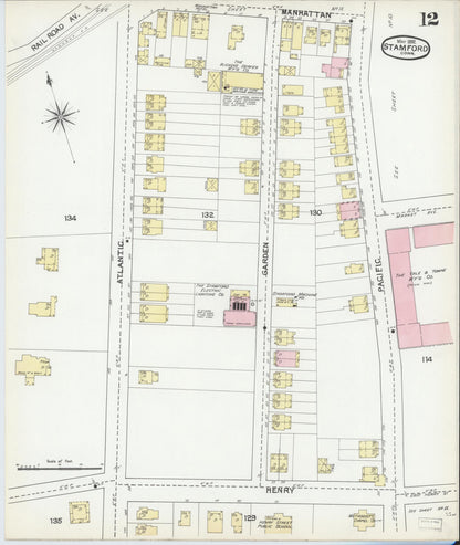 Sanborn Fire Insurance Map from Stamford, Fairfield County, Connecticut (1892), Sheet #0012 - Complete Map Set gallery image, historic Sanborn map, vintage wall art, Connecticut Connecticut