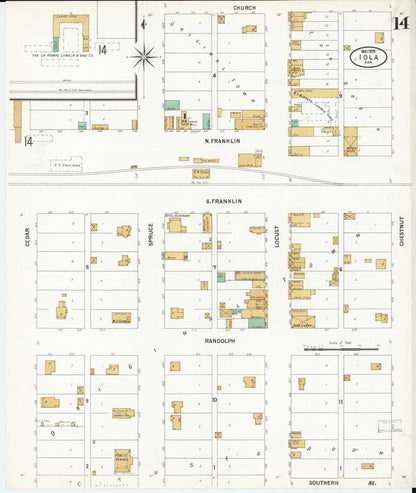 Sanborn Fire Insurance Map from Iola, Allen County, Kansas (1899), Sheet #0014 - Complete Map Set gallery image, historic Sanborn map, vintage wall art, Kansas Kansas