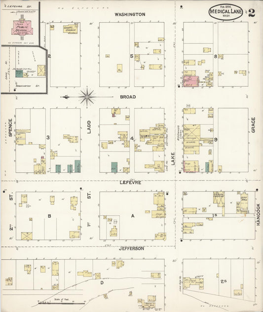 Sanborn Fire Insurance Map from Medical Lake, Spokane County, Washington (1894), Sheet #0002 - Historic Sanborn Fire Insurance Map Print, vintage old map wall art, antique decor, genealogy gift, Washington Washington map