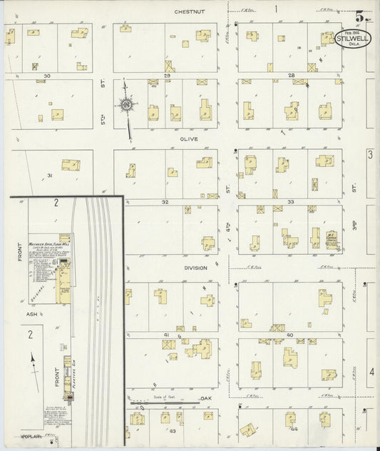 Sanborn Fire Insurance Map from Stillwell, Adair County, Oklahoma (1914), Sheet #0005 - Historic Sanborn Fire Insurance Map Print, vintage old map wall art, antique decor, genealogy gift, Oklahoma Oklahoma map
