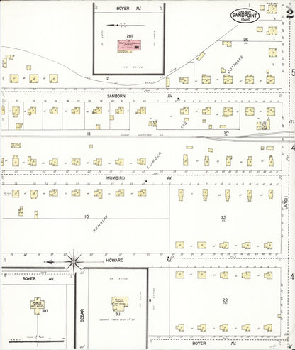 Sanborn Fire Insurance Map from Sandpoint, Bonner County, Idaho (1909), Sheet #0002 - Complete Map Set gallery image, historic Sanborn map, vintage wall art, Idaho Idaho